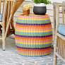 1_Handwoven Resin Barrel Side Table, Multicolor