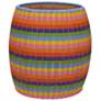 Handwoven Resin Barrel Side Table, Multicolor