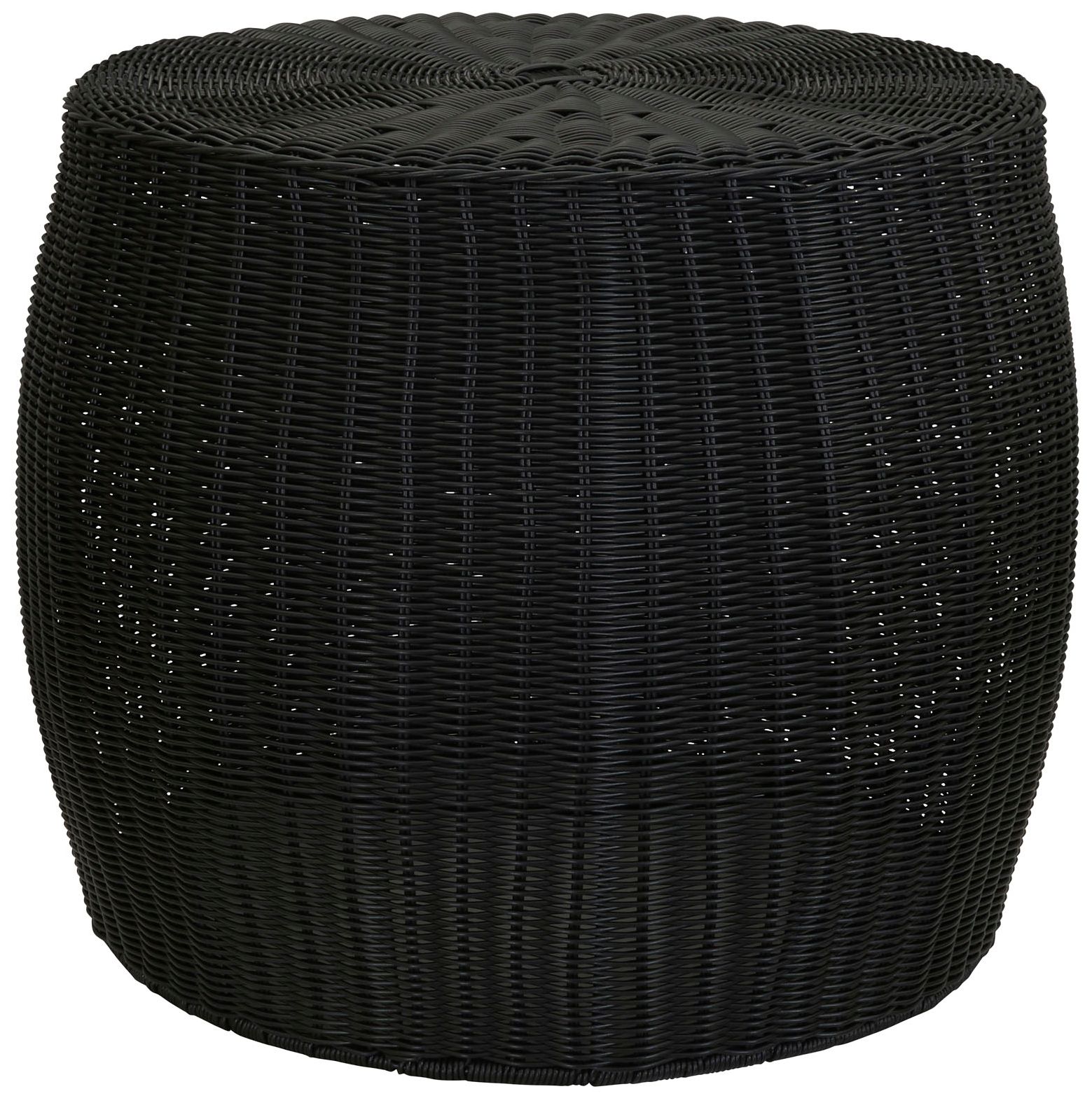 Image 2 Handwoven Resin Barrel Side Table Storage Container, Black
