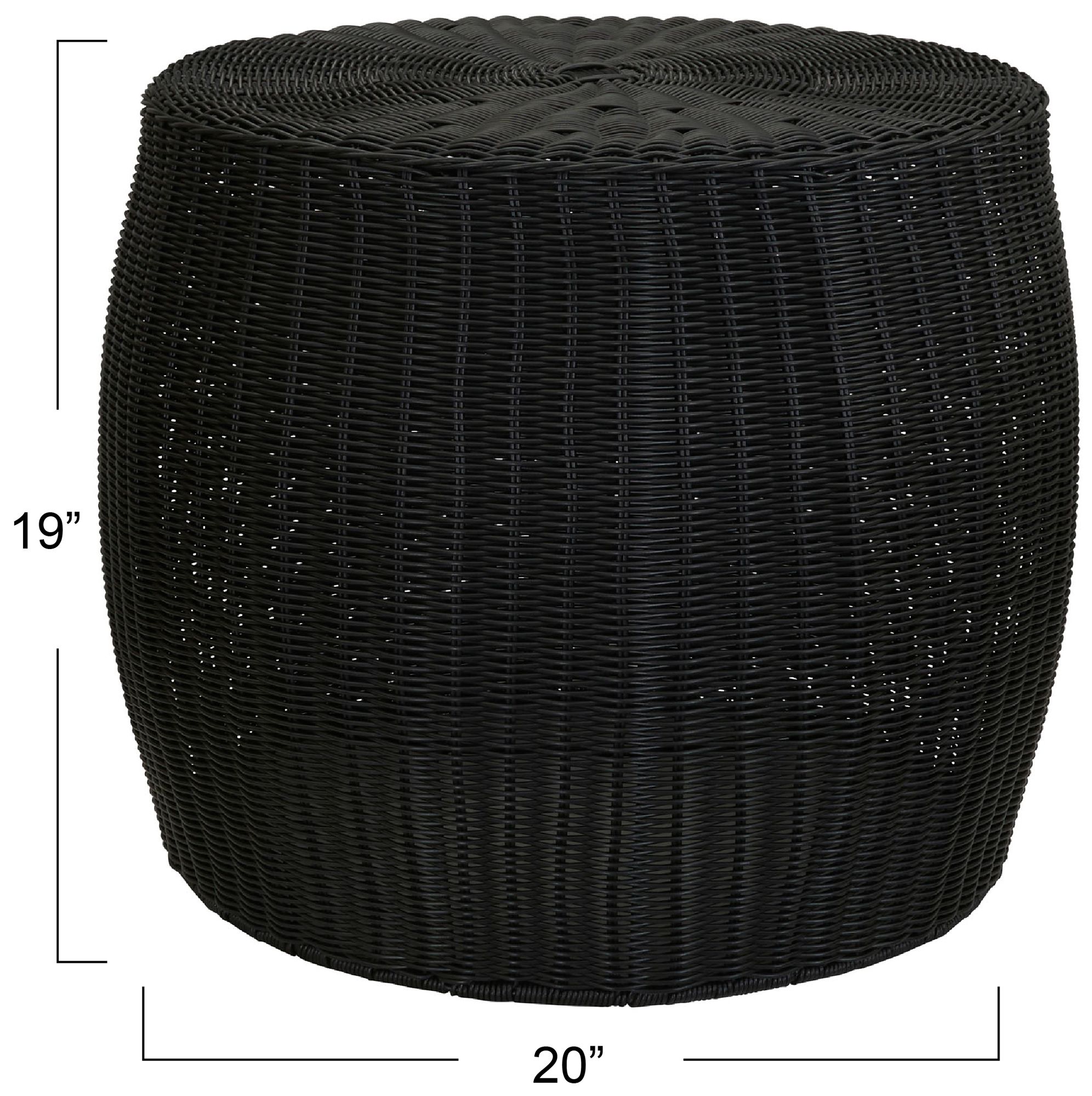 Image 4 Handwoven Resin Barrel Side Table Storage Container, Black more views