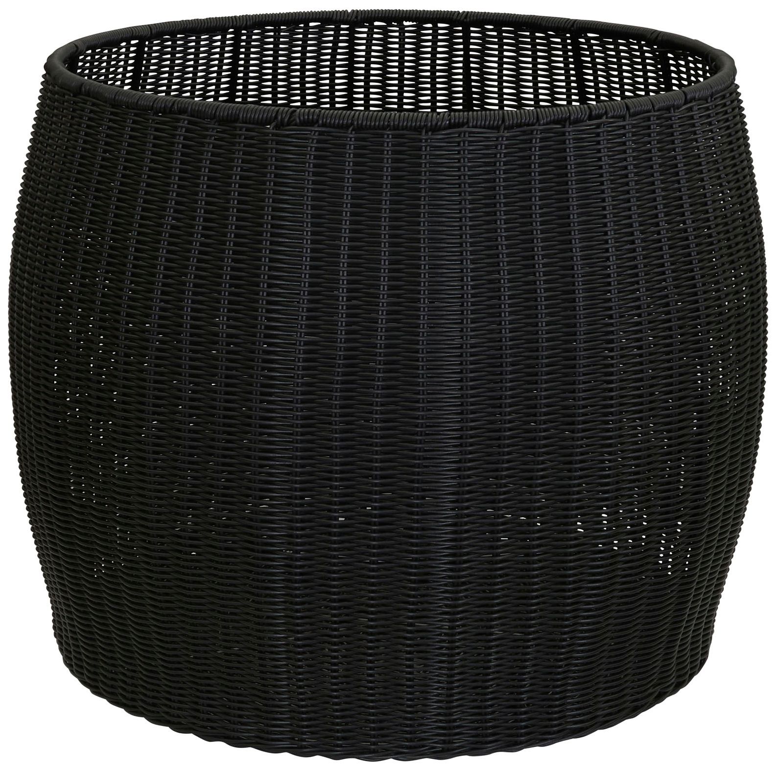 Image 6 Handwoven Resin Barrel Side Table Storage Container, Black more views