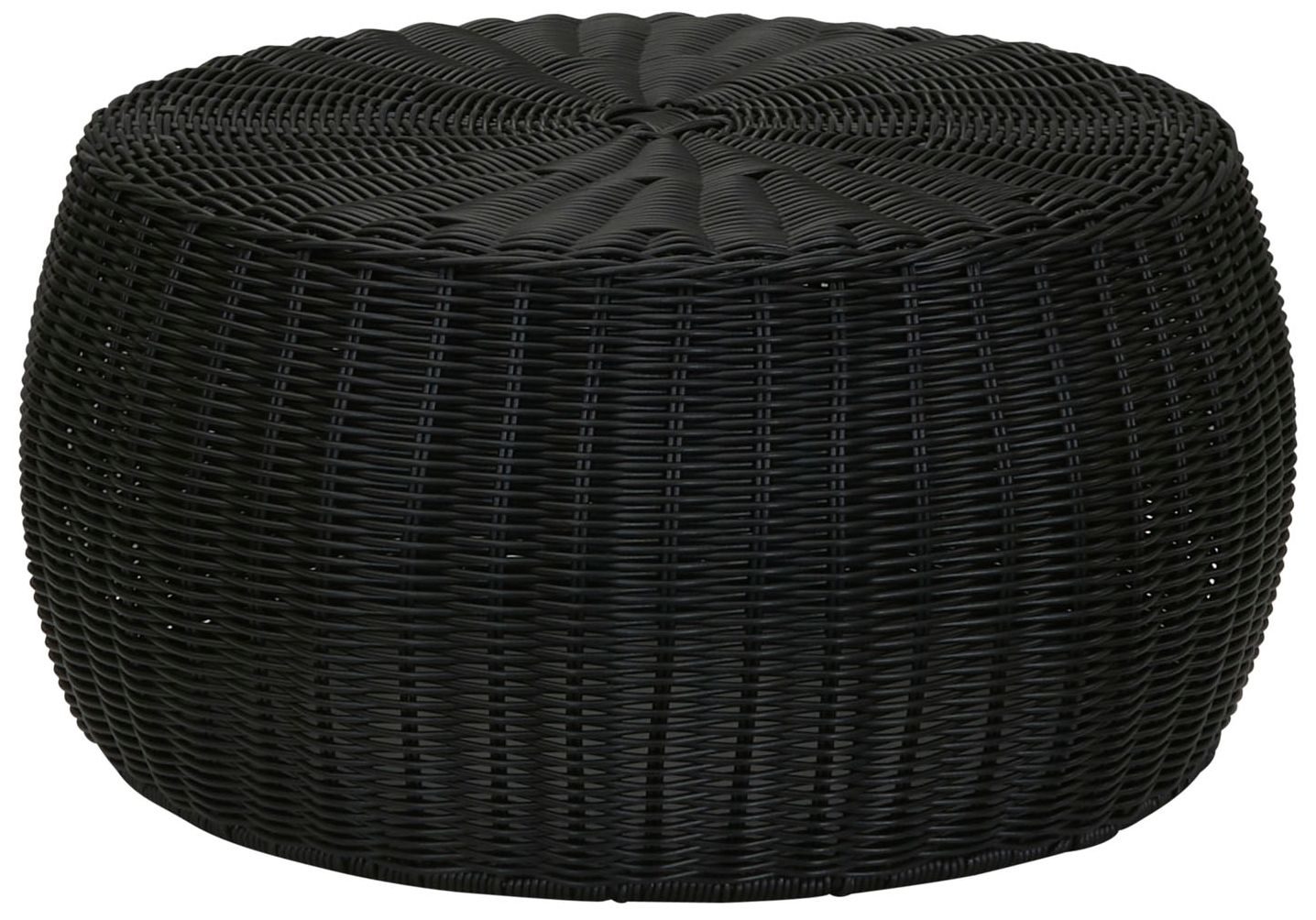 Image 2 Handwoven Resin Storage Stool Ottoman, Black