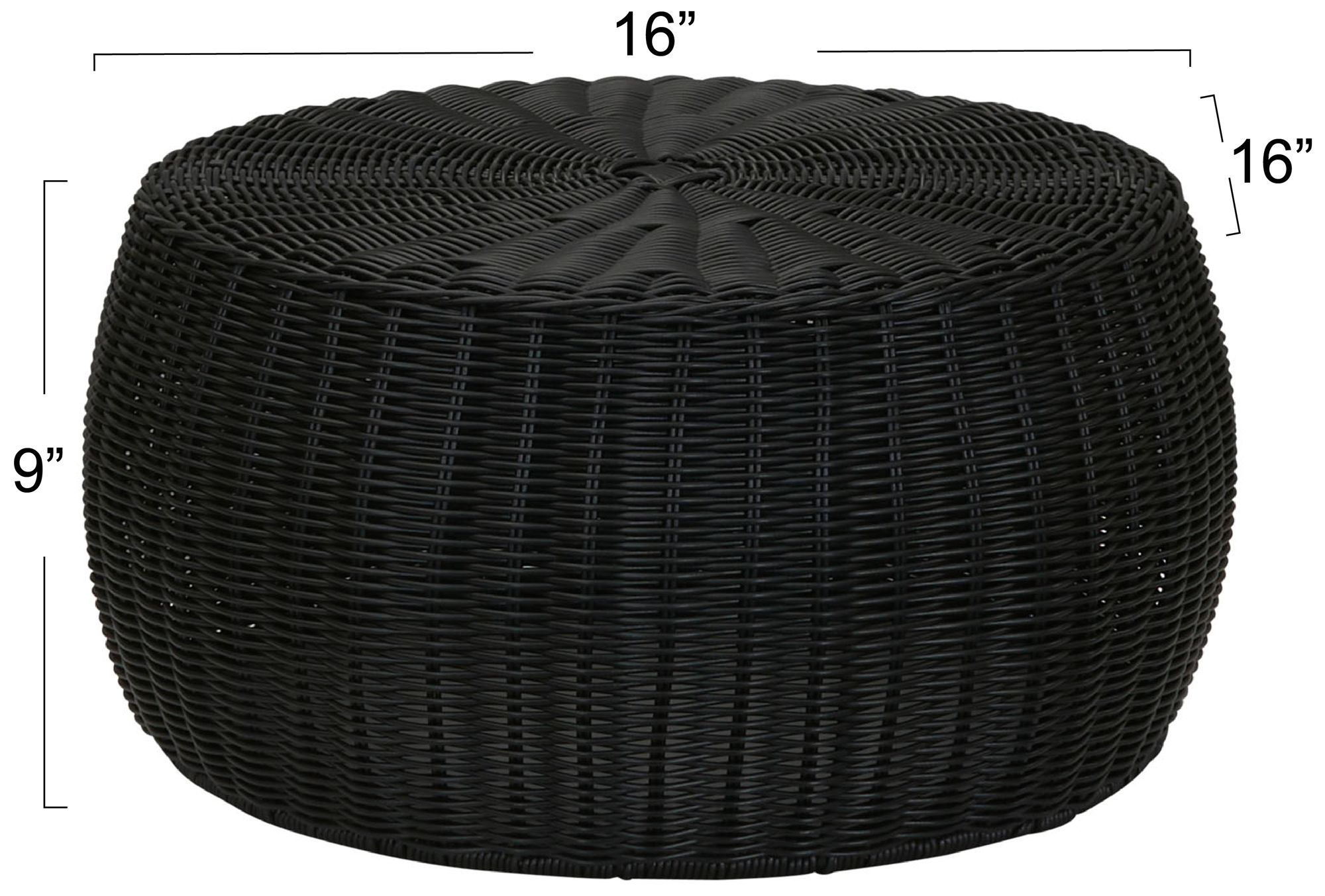 Image 4 Handwoven Resin Storage Stool Ottoman, Black more views