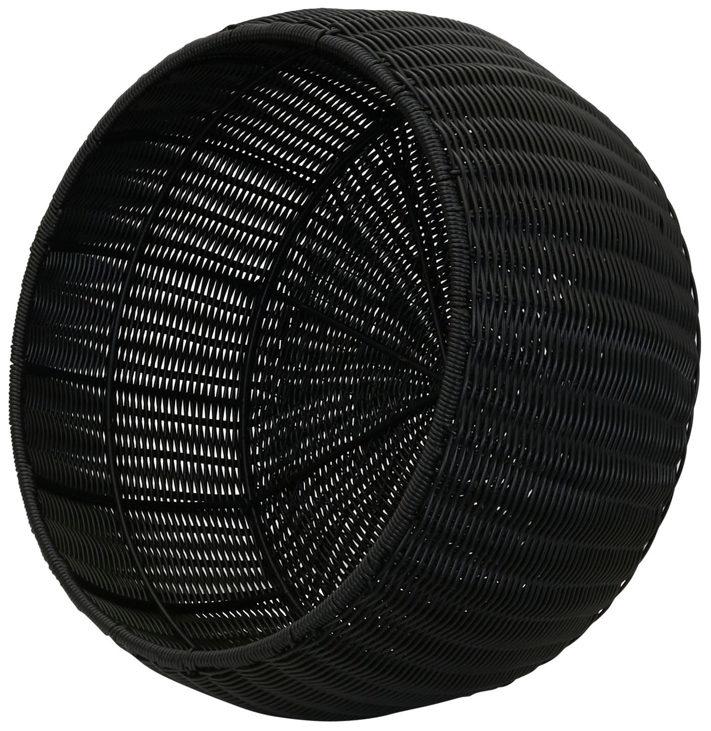 Handwoven Resin Storage Stool Ottoman, Black