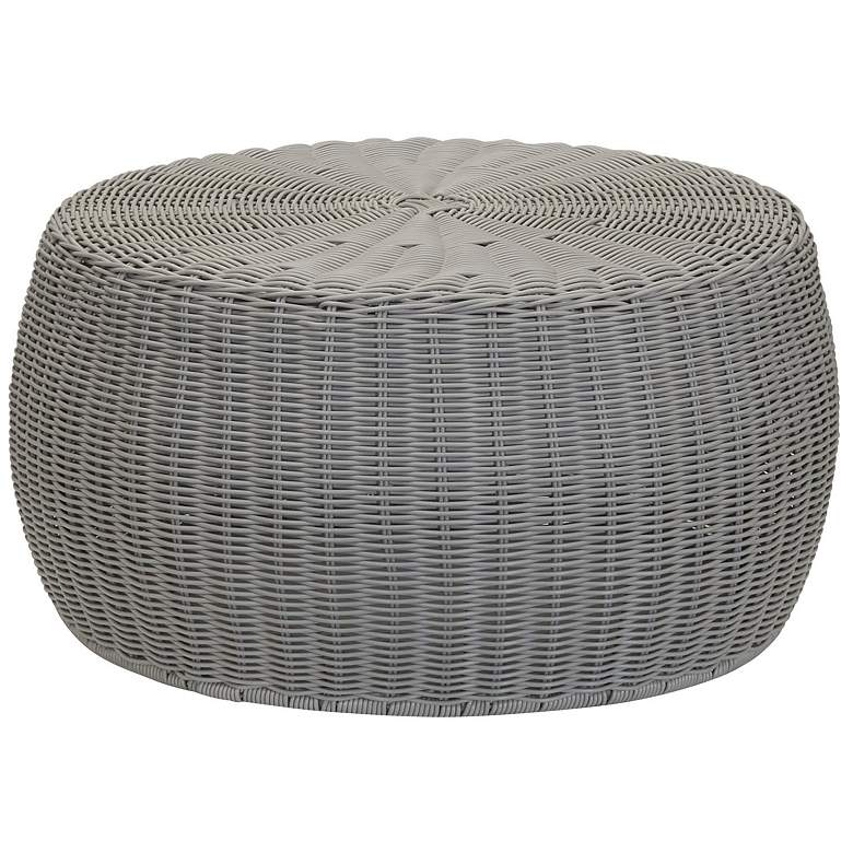 Image 2 Handwoven Resin Storage Stool Ottoman, Gray