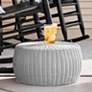 1_Handwoven Resin Storage Stool Ottoman, Gray