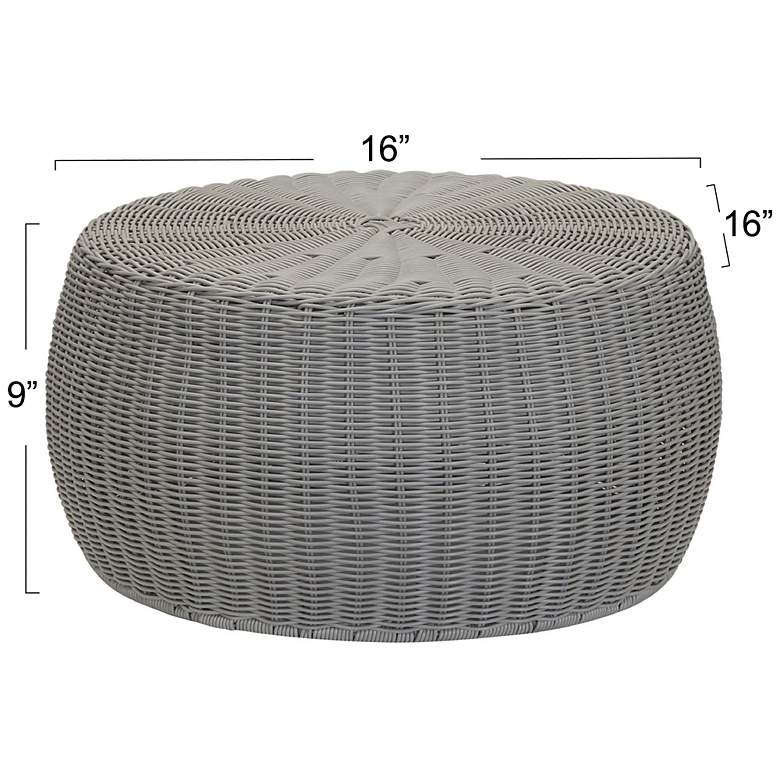 Image 3 Handwoven Resin Storage Stool Ottoman, Gray more views