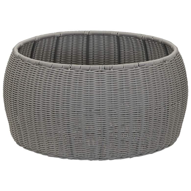 Image 7 Handwoven Resin Storage Stool Ottoman, Gray more views