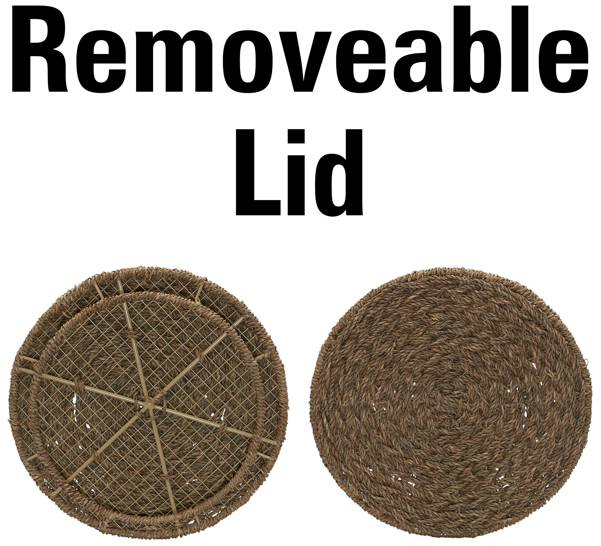 Image 5 Handwoven Seagrass Barrel Wicker Storage Basket Side Table, Natural more views