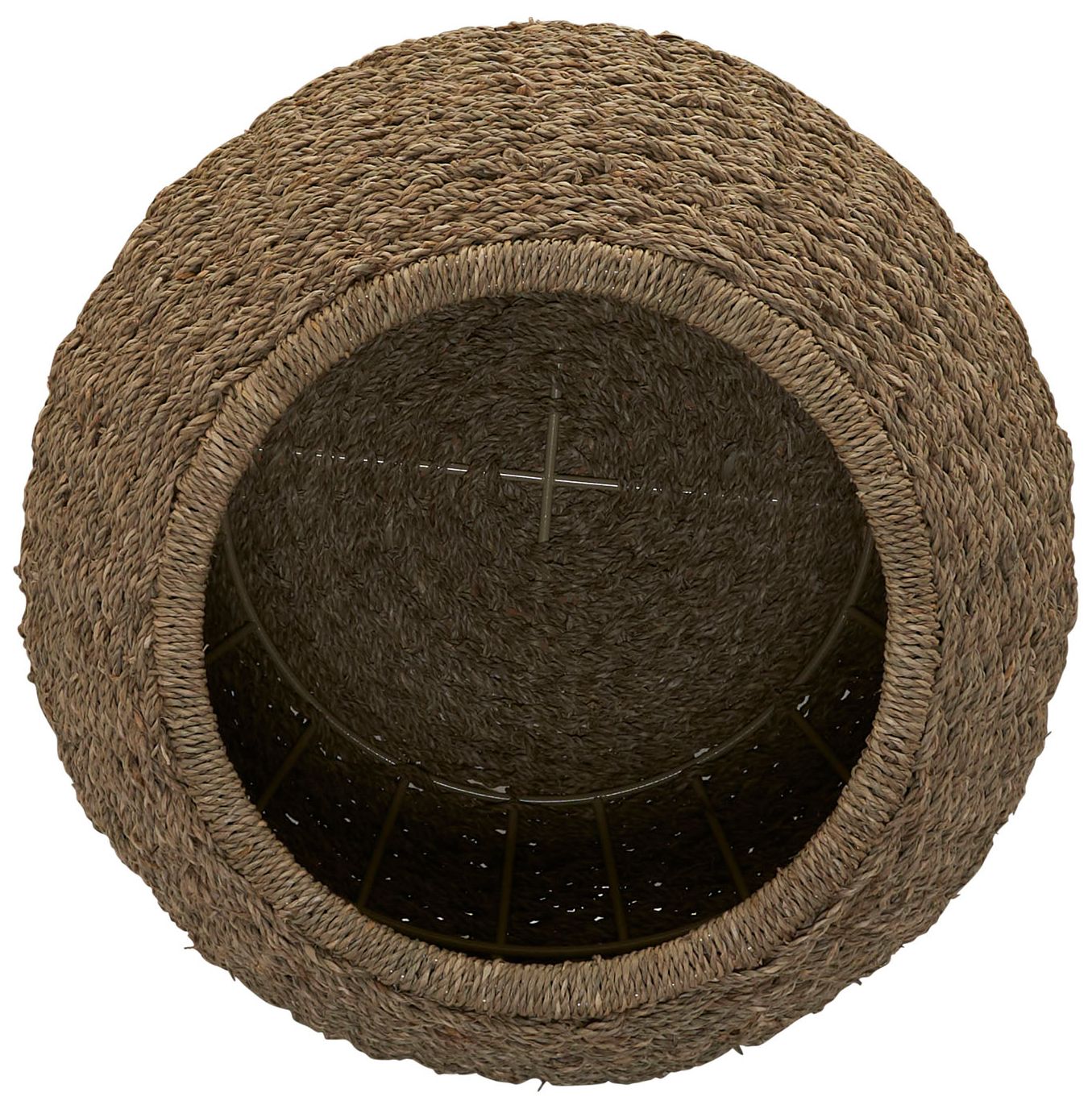 Handwoven Seagrass Barrel Wicker Storage Basket Side Table, Natural