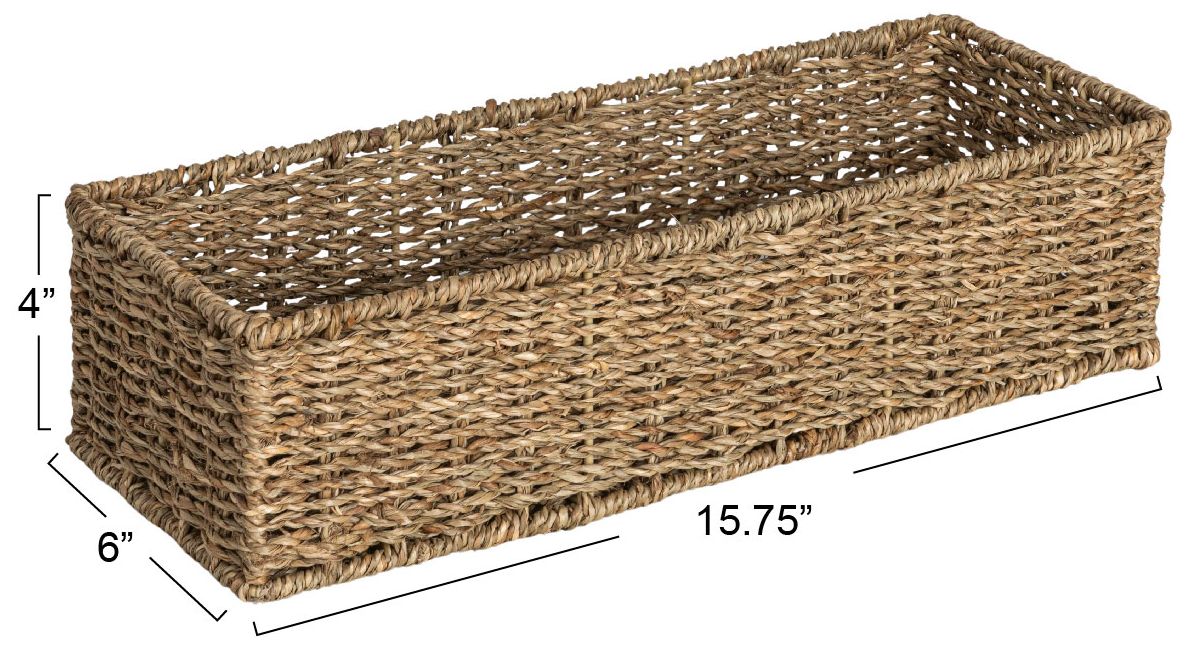 Image 3 Handwoven Seagrass Rectangular Storage Basket, Natural more views