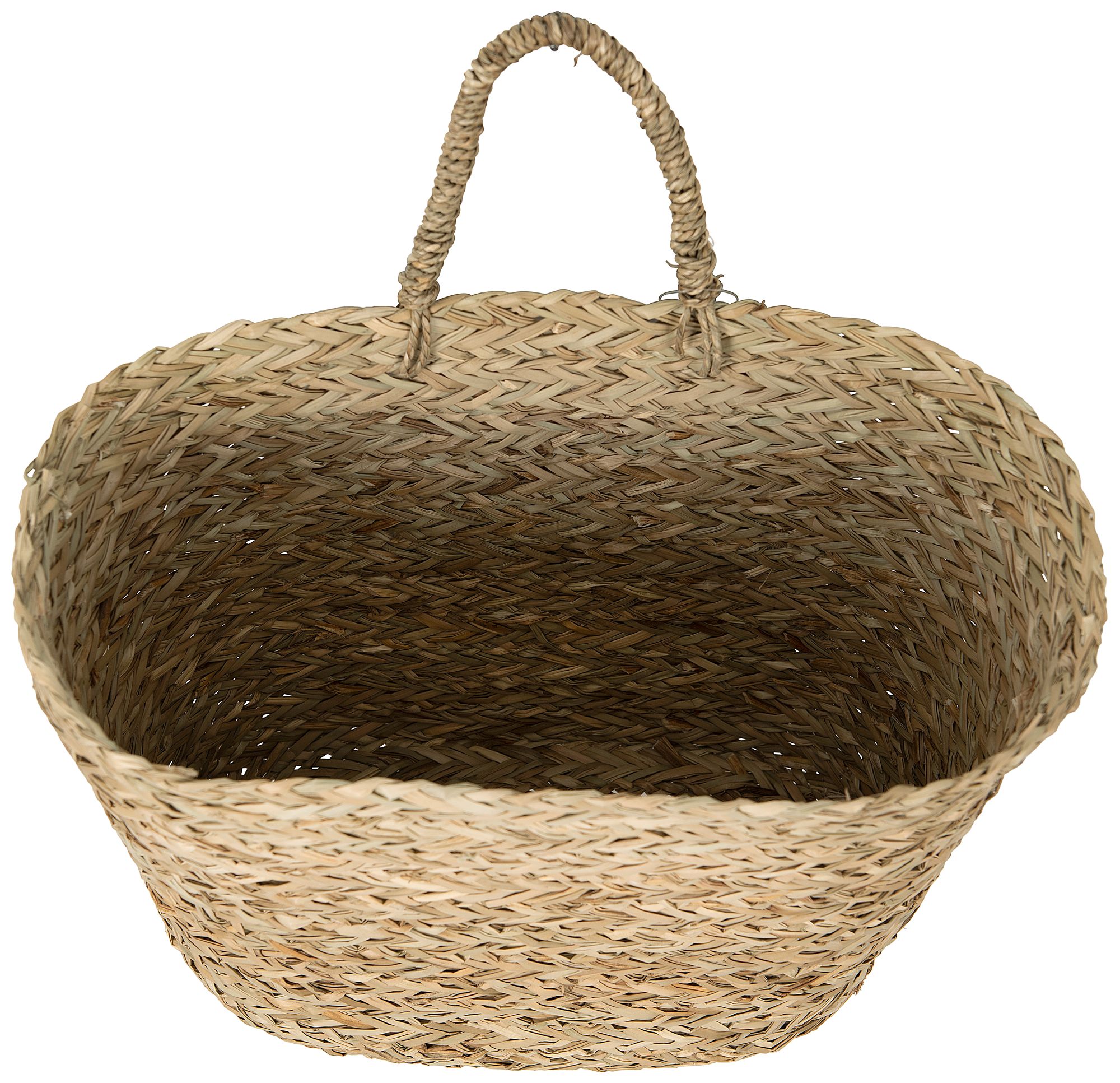 Image 4 Handwoven Seagrass Wall Mount Baskets with Handles, Natural, Set of 2 more views