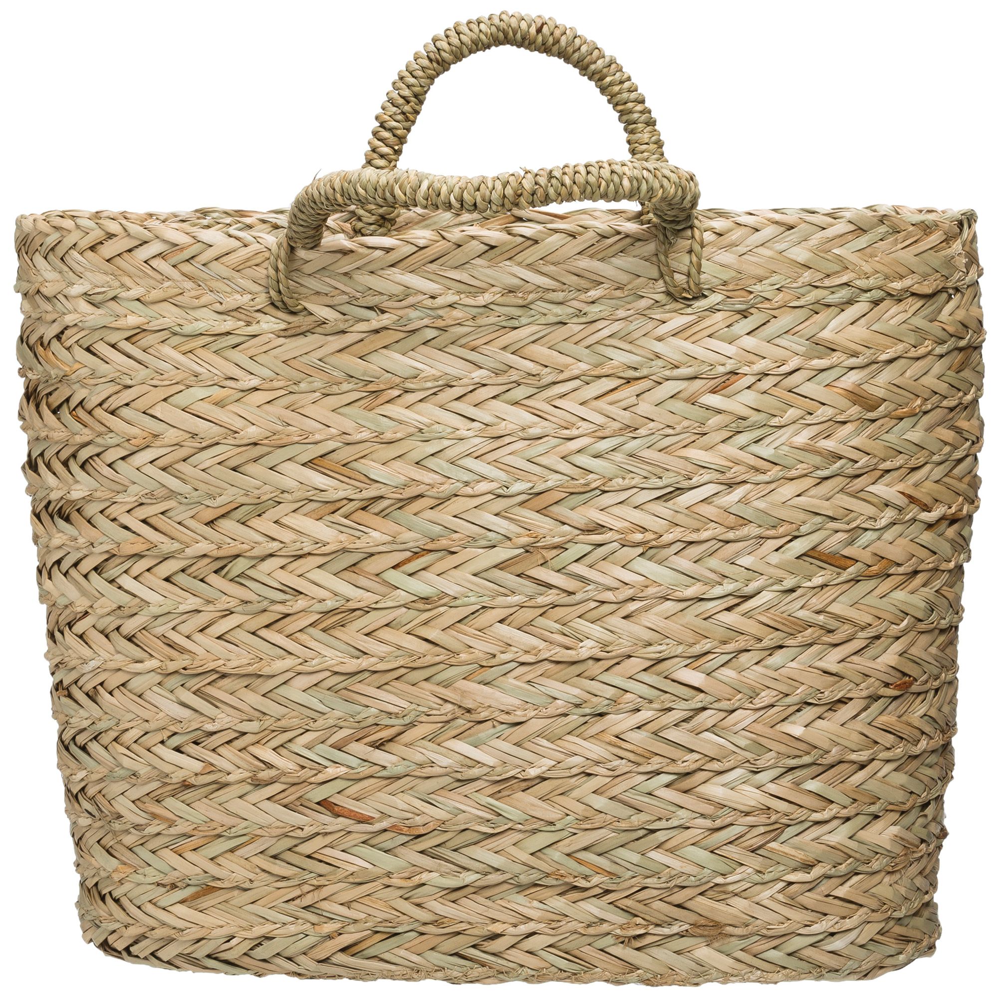Image 5 Handwoven Seagrass Wall Mount Baskets with Handles, Natural, Set of 2 more views