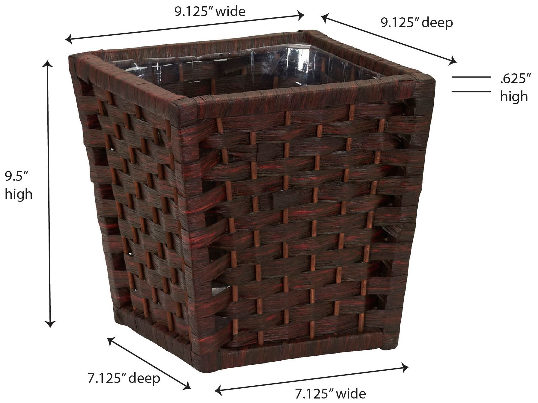 Image 3 HandWoven Waste Basket, 3 Gallons,Removable Plastic Liner more views