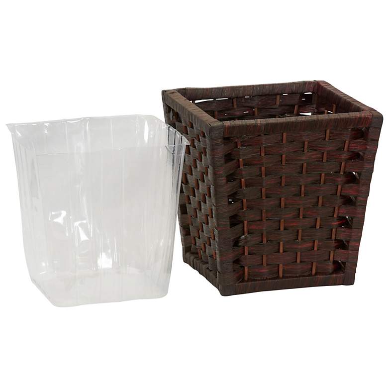 Image 4 HandWoven Waste Basket, 3 Gallons,Removable Plastic Liner more views
