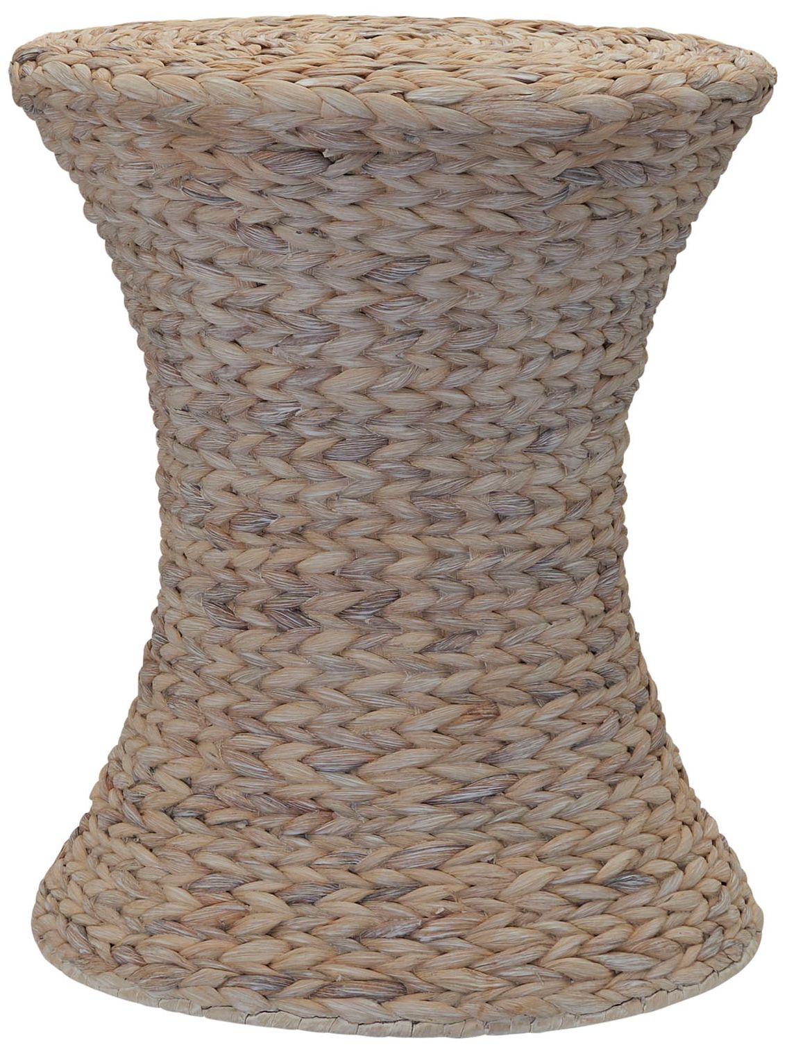 Image 2 Handwoven Water Hyacinth Stool with Hourglass Shape, White Wash Finish