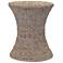 Handwoven Water Hyacinth Stool with Hourglass Shape, White Wash Finish