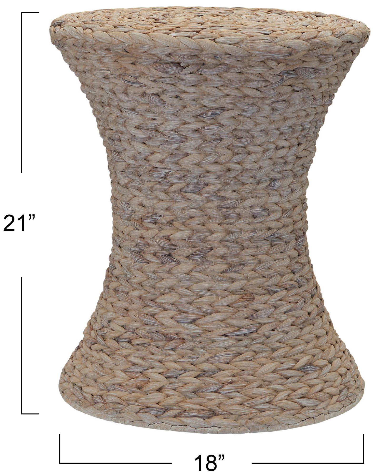 Image 3 Handwoven Water Hyacinth Stool with Hourglass Shape, White Wash Finish more views