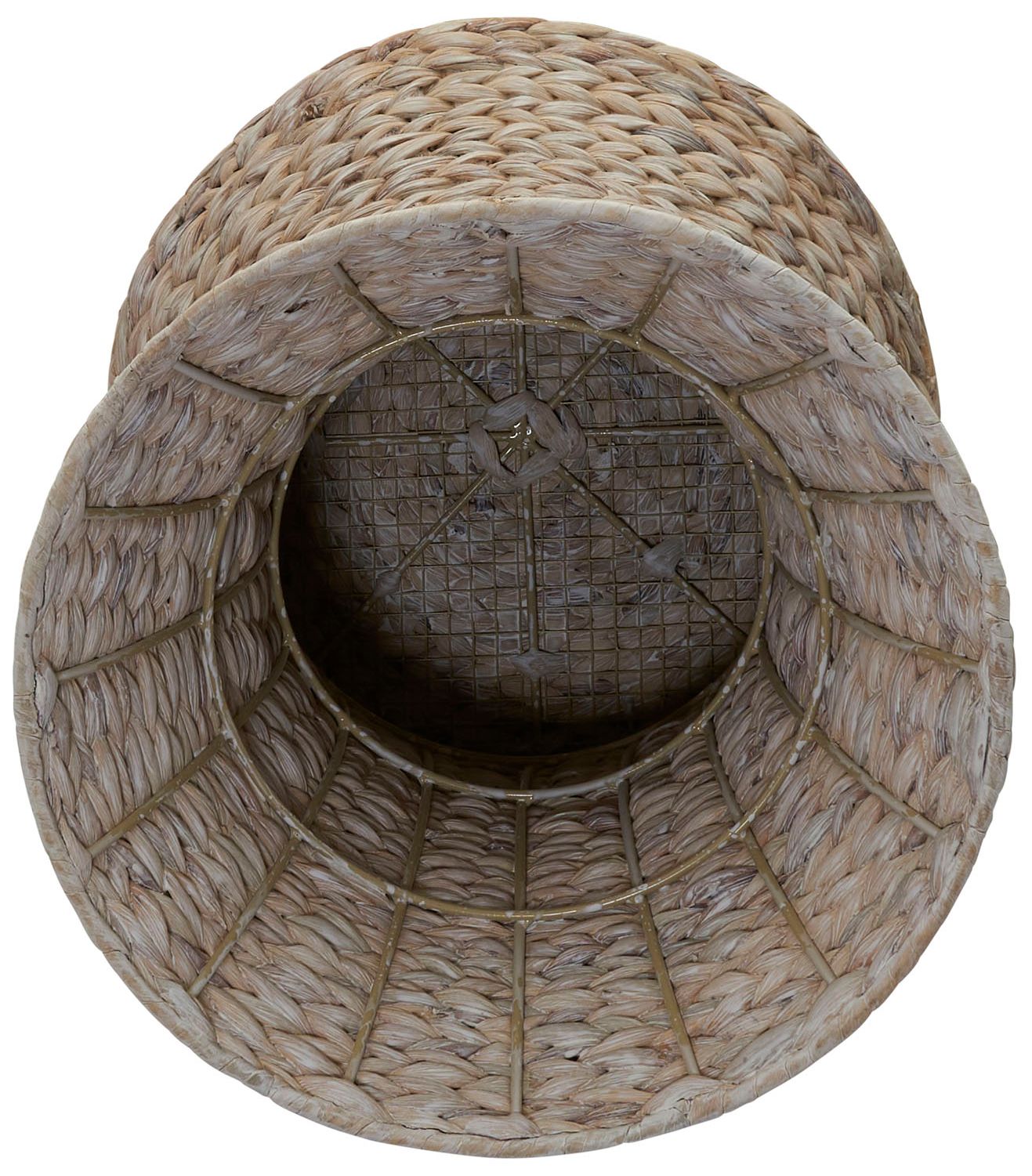Image 5 Handwoven Water Hyacinth Stool with Hourglass Shape, White Wash Finish more views
