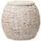 Handwoven Water Hyacinth Wicker Basket Side Table, Cream Finish