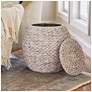 4_Handwoven Water Hyacinth Wicker Basket Side Table, Cream Finish more views
