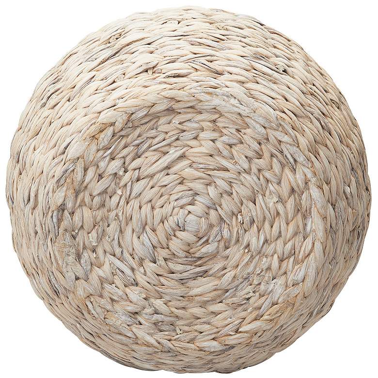 Image 5 Handwoven Water Hyacinth Wicker Basket Side Table, Cream Finish more views