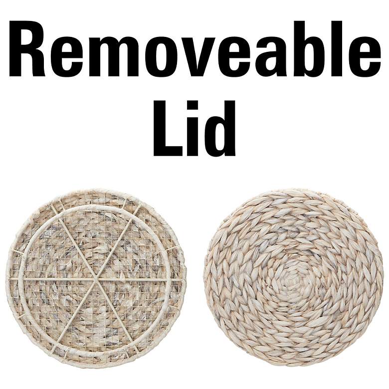 Image 6 Handwoven Water Hyacinth Wicker Basket Side Table, Cream Finish more views