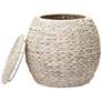 7_Handwoven Water Hyacinth Wicker Basket Side Table, Cream Finish more views