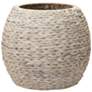 Handwoven Water Hyacinth Wicker Basket Side Table, Cream Finish