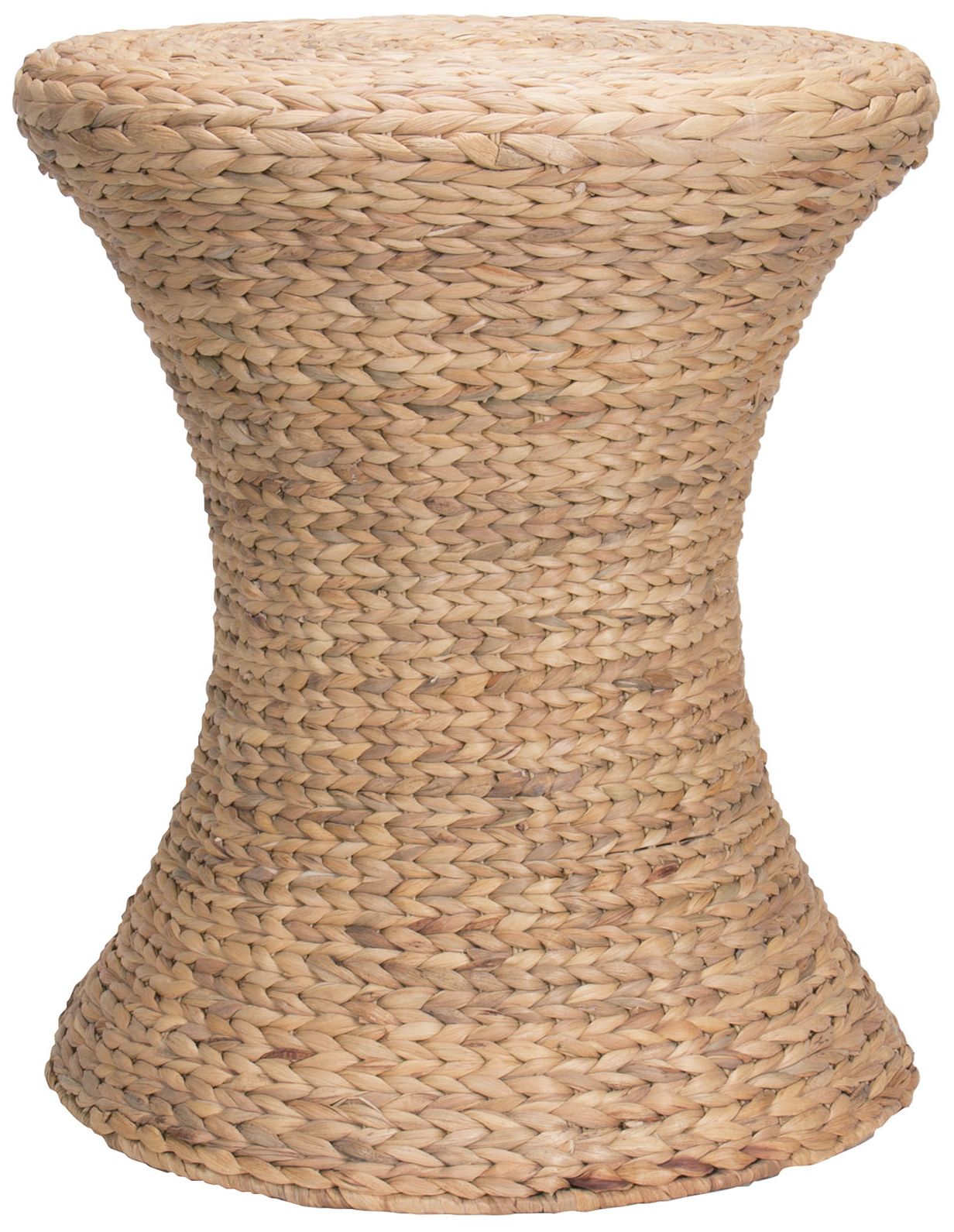 Image 2 Handwoven Water Hyacinth Wicker Stool with Hourglass Shape, Natural