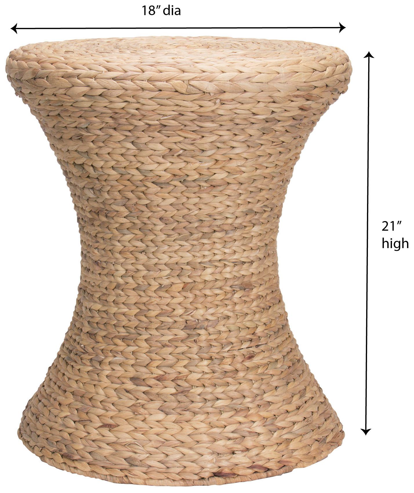 Image 3 Handwoven Water Hyacinth Wicker Stool with Hourglass Shape, Natural more views