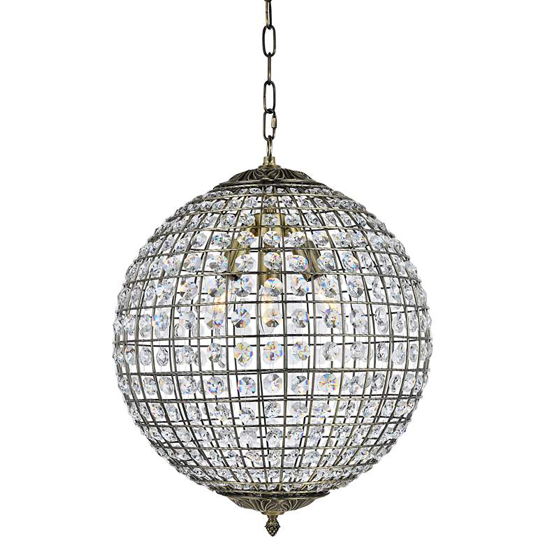Image 1 Hang 16" Wide Antique Bronze Pendant Light w/ Clear Crystal