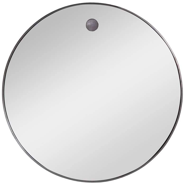 Image 1 Hanging Circular Blackened Steel Metal 36" Round Wall Mirror
