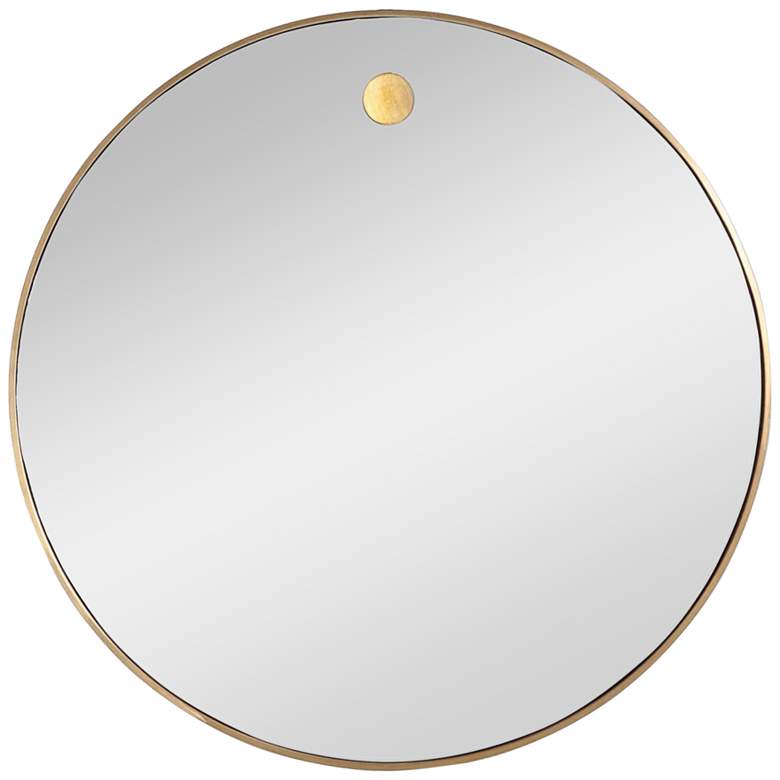 Image 1 Hanging Circular Polished Brass Metal 36 inch Round Wall Mirror
