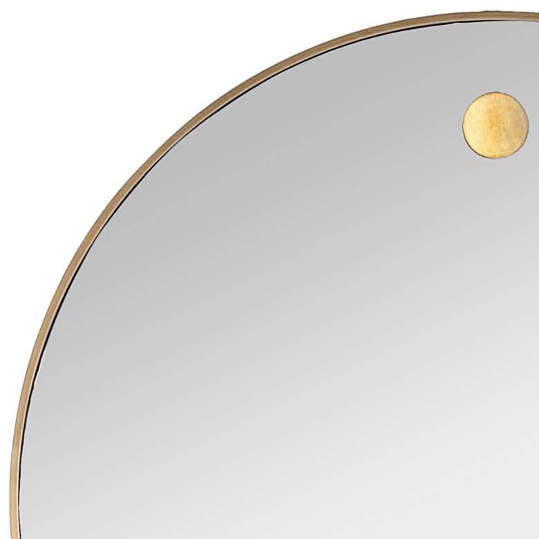 Image 2 Hanging Circular Polished Brass Metal 36 inch Round Wall Mirror more views