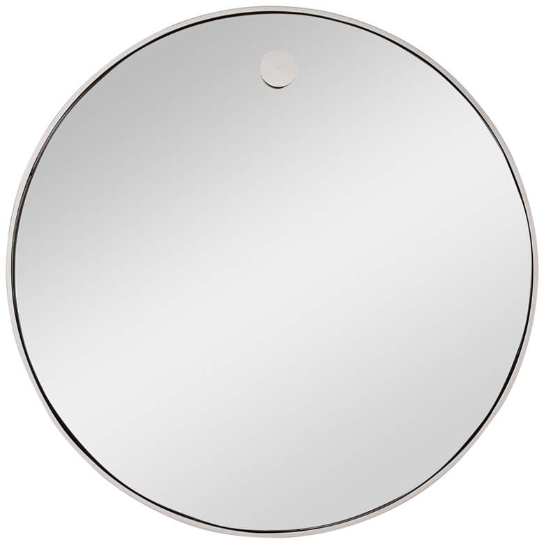 Image 1 Hanging Circular Polished Nickel Metal 36 inch Round Wall Mirror
