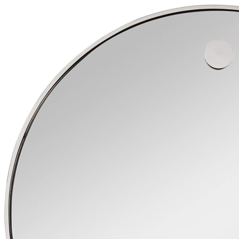 Image 2 Hanging Circular Polished Nickel Metal 36 inch Round Wall Mirror more views