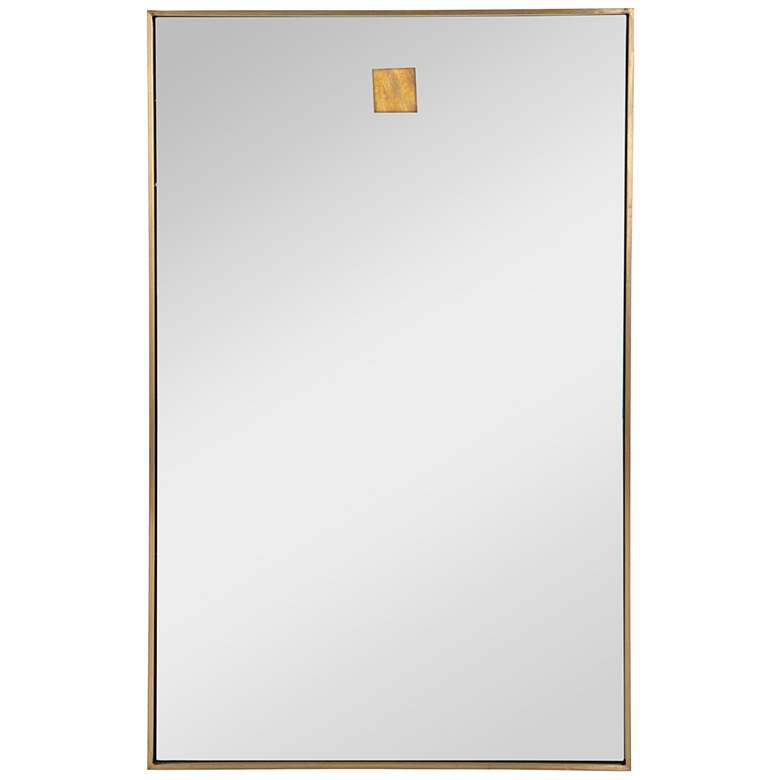 Image 1 Hanging Rectangle Natural Brass 28" x 44" Wall Mirror
