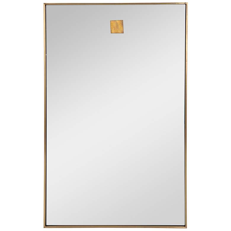 Image 1 Hanging Rectangle Natural Brass 28" x 44" Wall Mirror