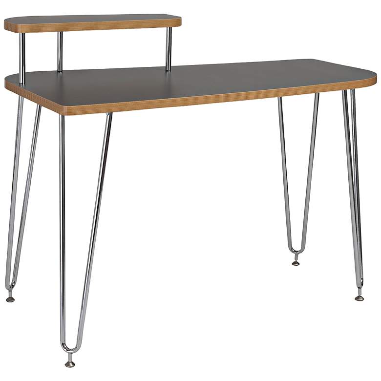 Image 1 Hanh 48 inch Wide Left-Facing Shelf Gray Modern Desk