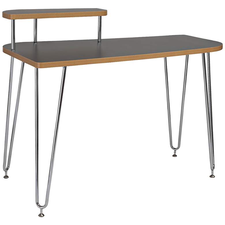 Image 1 Hanh 48" Wide Left-Facing Shelf Gray Modern Desk