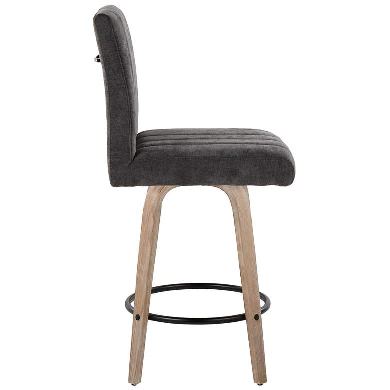Image 3 Hank Counter Stool Whitewashed Wood Black Fabric by LumiSource Pair more views