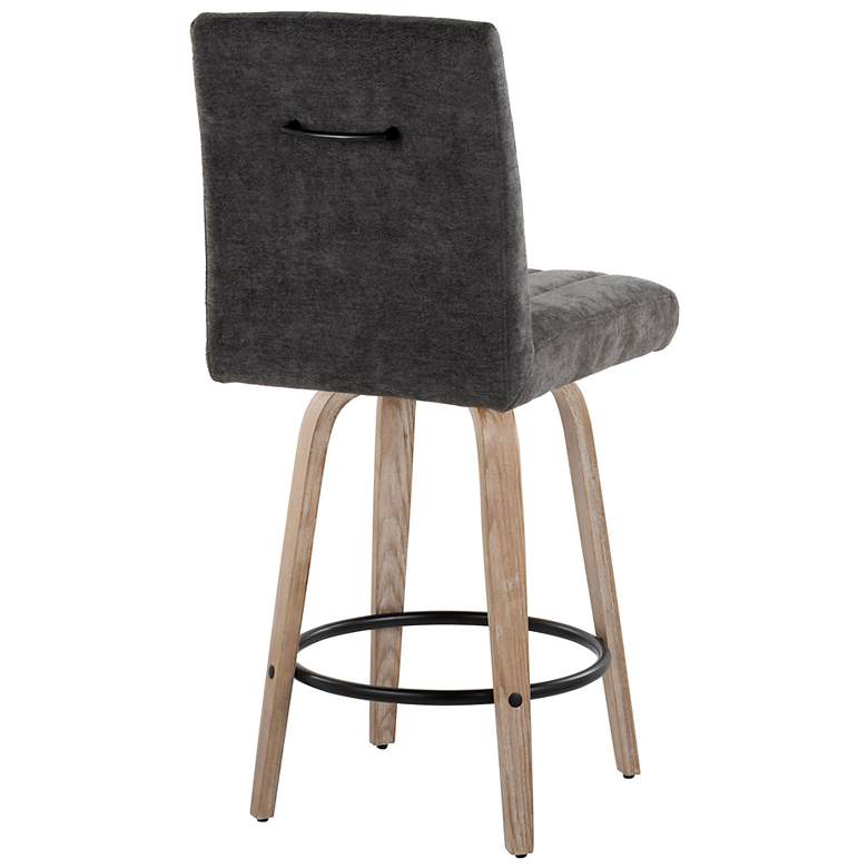 Image 4 Hank Counter Stool Whitewashed Wood Black Fabric by LumiSource Pair more views