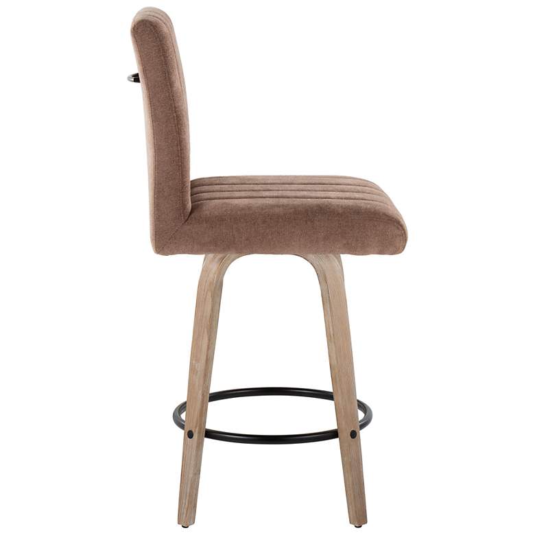 Image 3 Hank Counter Stool Whitewashed Wood Brown Fabric by LumiSource Pair more views