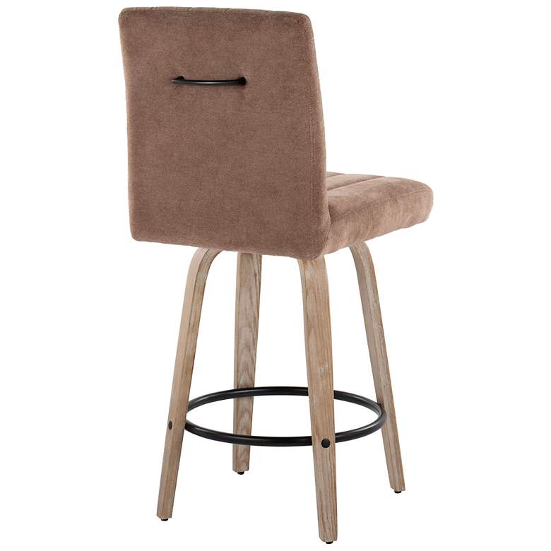 Image 4 Hank Counter Stool Whitewashed Wood Brown Fabric by LumiSource Pair more views