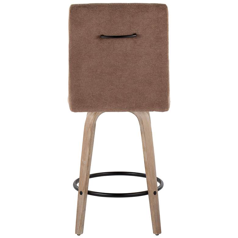 Image 5 Hank Counter Stool Whitewashed Wood Brown Fabric by LumiSource Pair more views