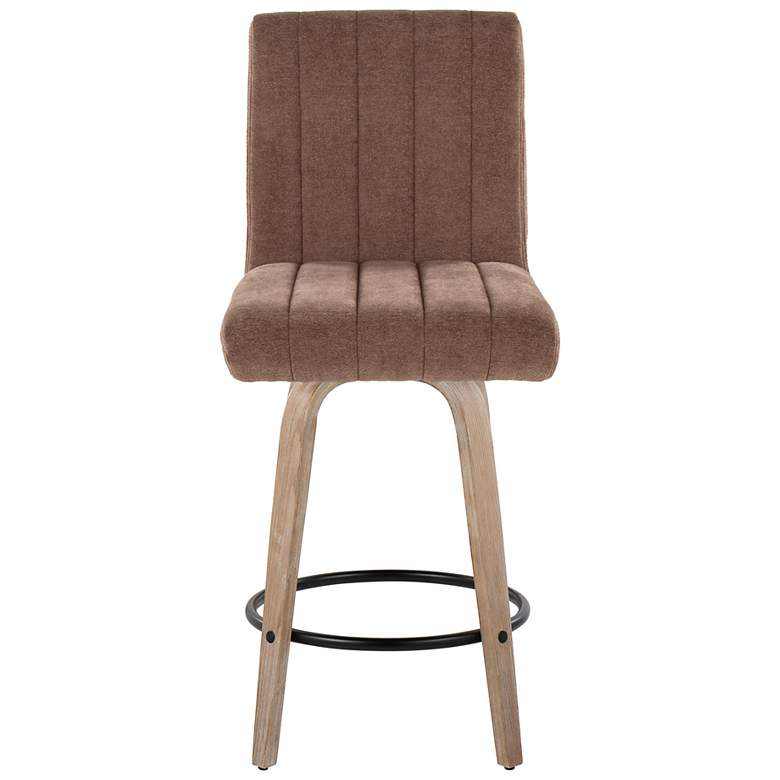Image 6 Hank Counter Stool Whitewashed Wood Brown Fabric by LumiSource Pair more views