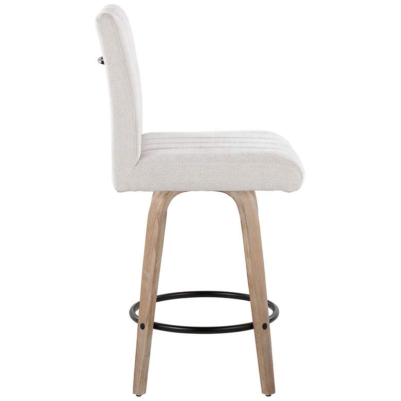 Image 3 Hank Counter Stool Whitewashed Wood Grey Fabric by LumiSource Pair more views
