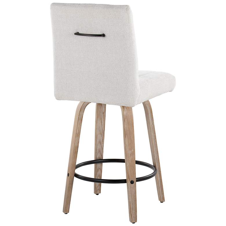 Image 4 Hank Counter Stool Whitewashed Wood Grey Fabric by LumiSource Pair more views