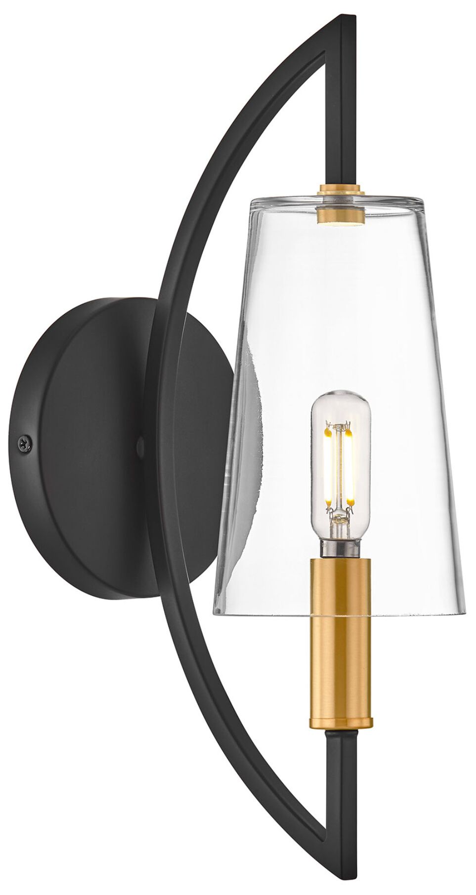 Hanley 1-Light Wall Sconce in Matte Black and Warm Brass